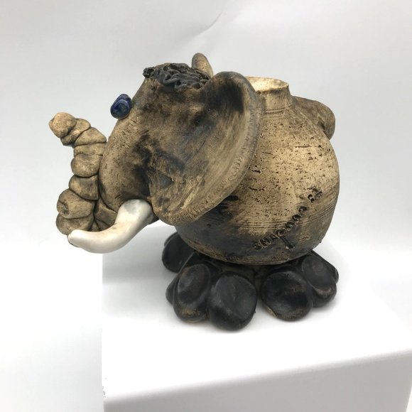 Shepard Other - Vintage Sculpted Elephant Candle Holder, Shepard Pottery 1982 Signed Whimsical